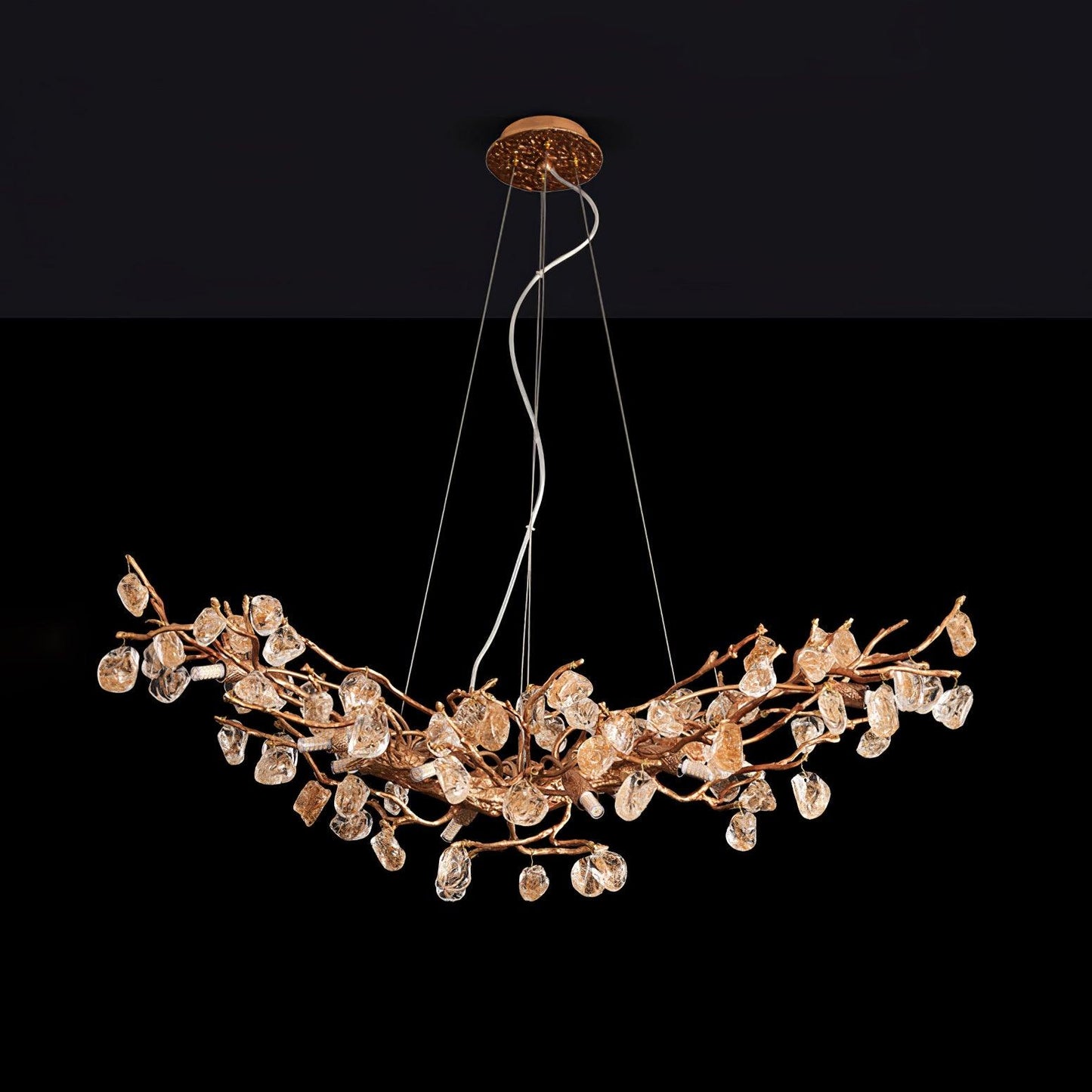 Designer Stone Crystal Brass Chandelier - CasaraHouse