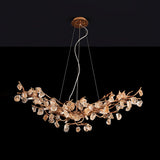 Designer Stone Crystal Brass Chandelier - CasaraHouse
