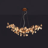 Designer Stone Crystal Brass Chandelier - CasaraHouse