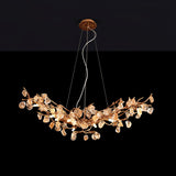 Designer Stone Crystal Brass Chandelier - CasaraHouse