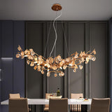 Designer Stone Crystal Brass Chandelier - CasaraHouse