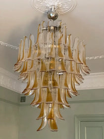 Stunning Murano Amber Glass Petals Chandelier
