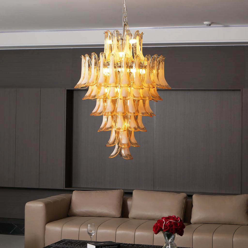 Stunning Murano Amber Petals Chandelier