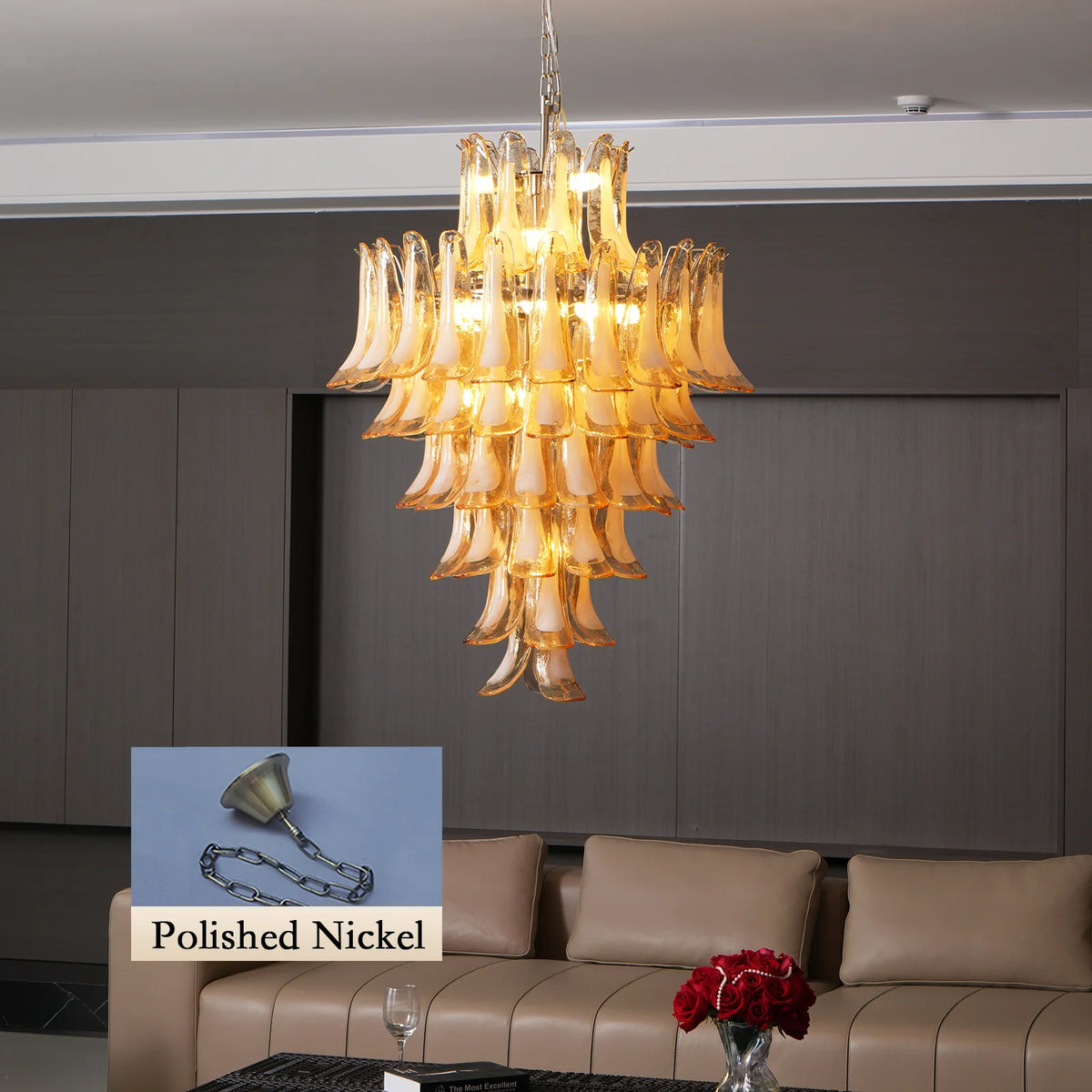 Stunning Murano Amber Petals Chandelier