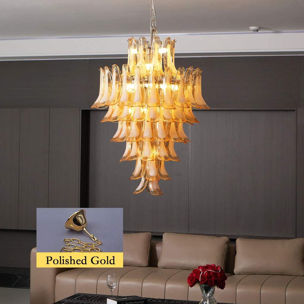 Stunning Murano Amber Petals Chandelier