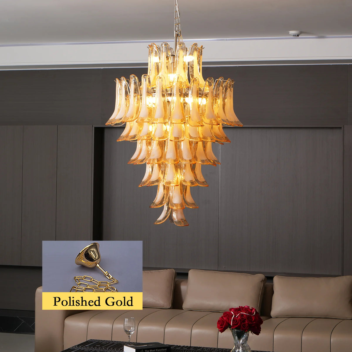Stunning Murano Amber Petals Chandelier