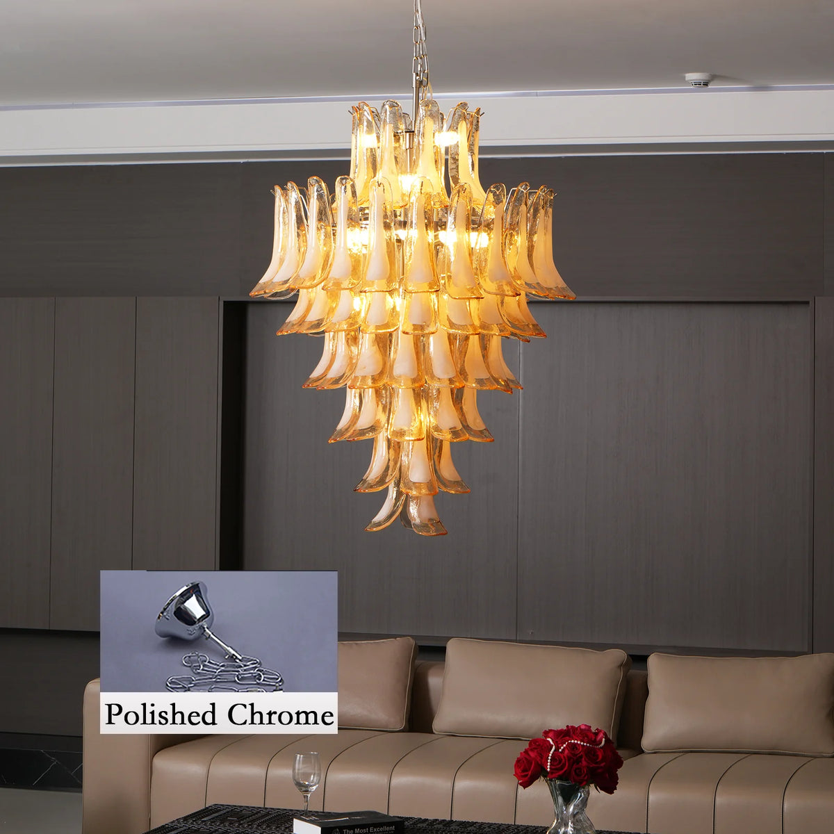 Stunning Murano Amber Petals Chandelier