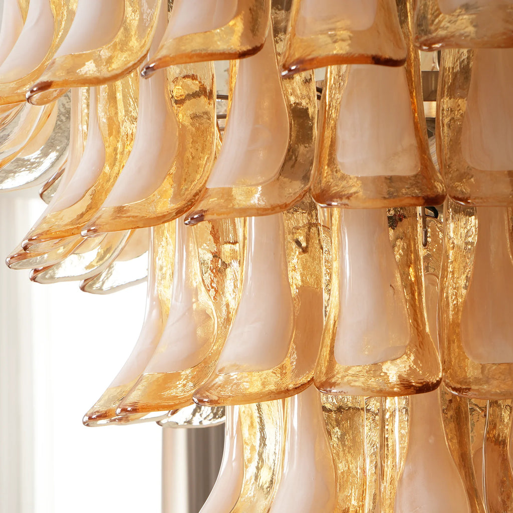 Stunning Murano Amber Petals Chandelier