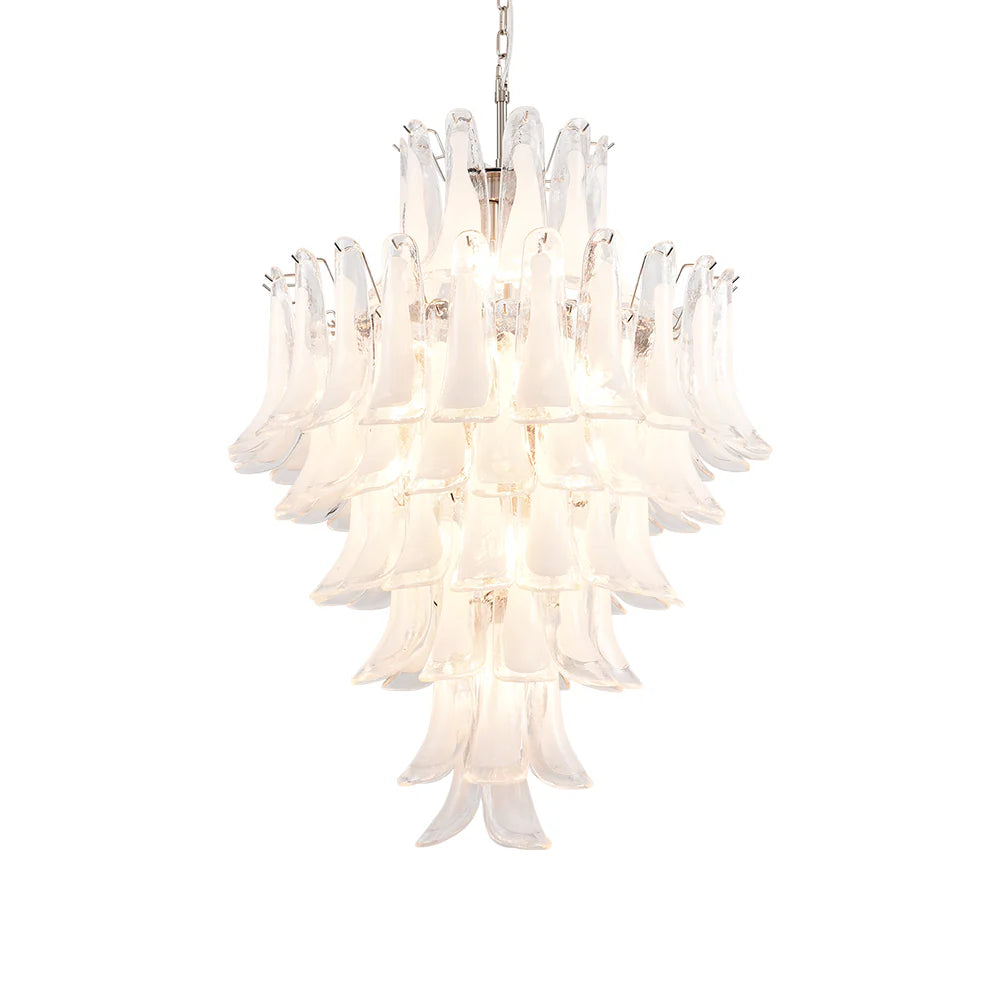 Stunning Murano White Glass Petals Chandelier
