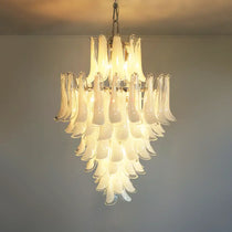 Stunning Murano White Glass Petals Chandelier