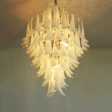 Stunning Murano White Glass Petals Chandelier