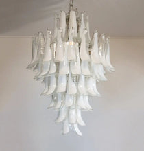 Stunning Murano White Glass Petals Chandelier