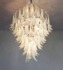 Stunning Murano White Glass Petals Chandelier