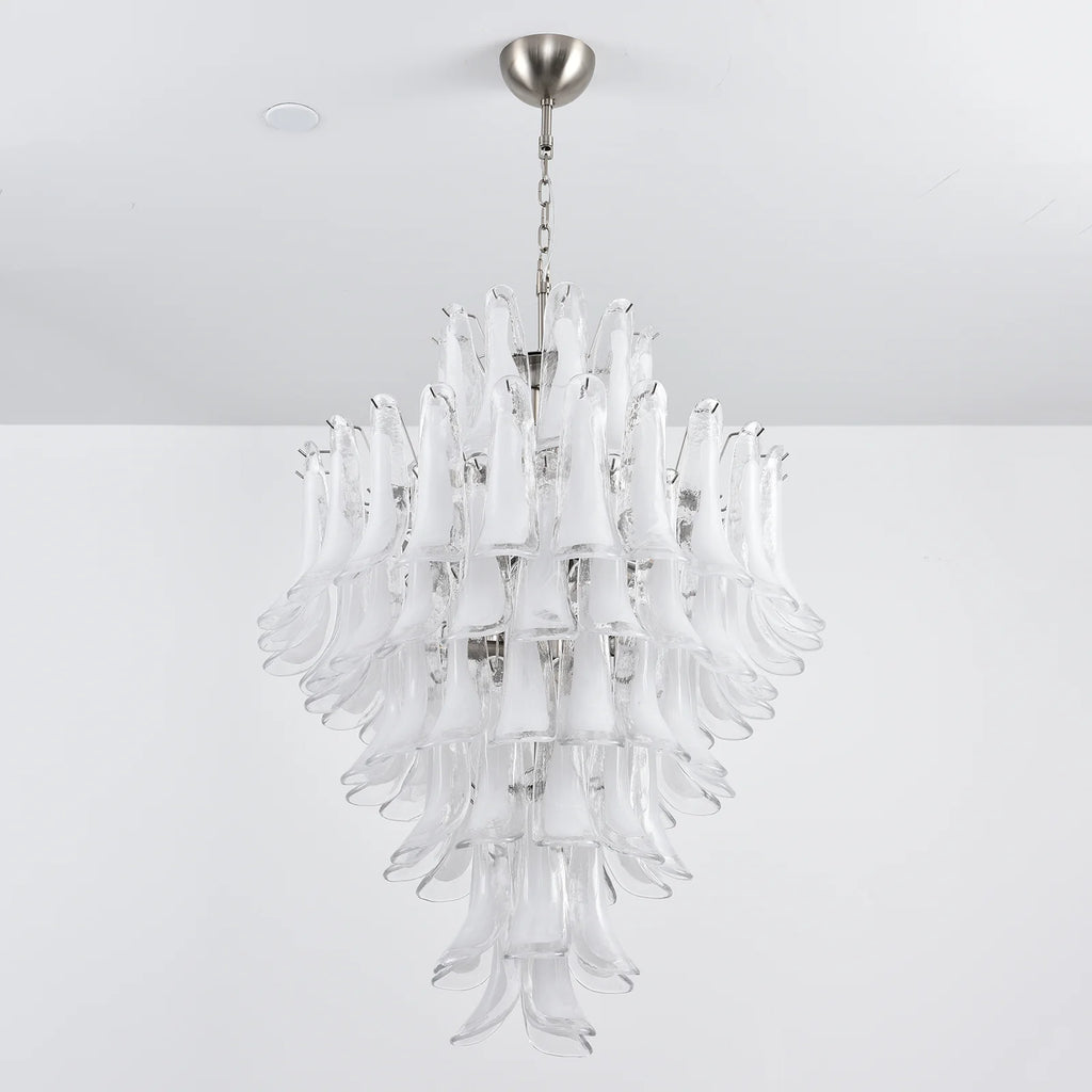 Stunning Murano White Glass Petals Chandelier