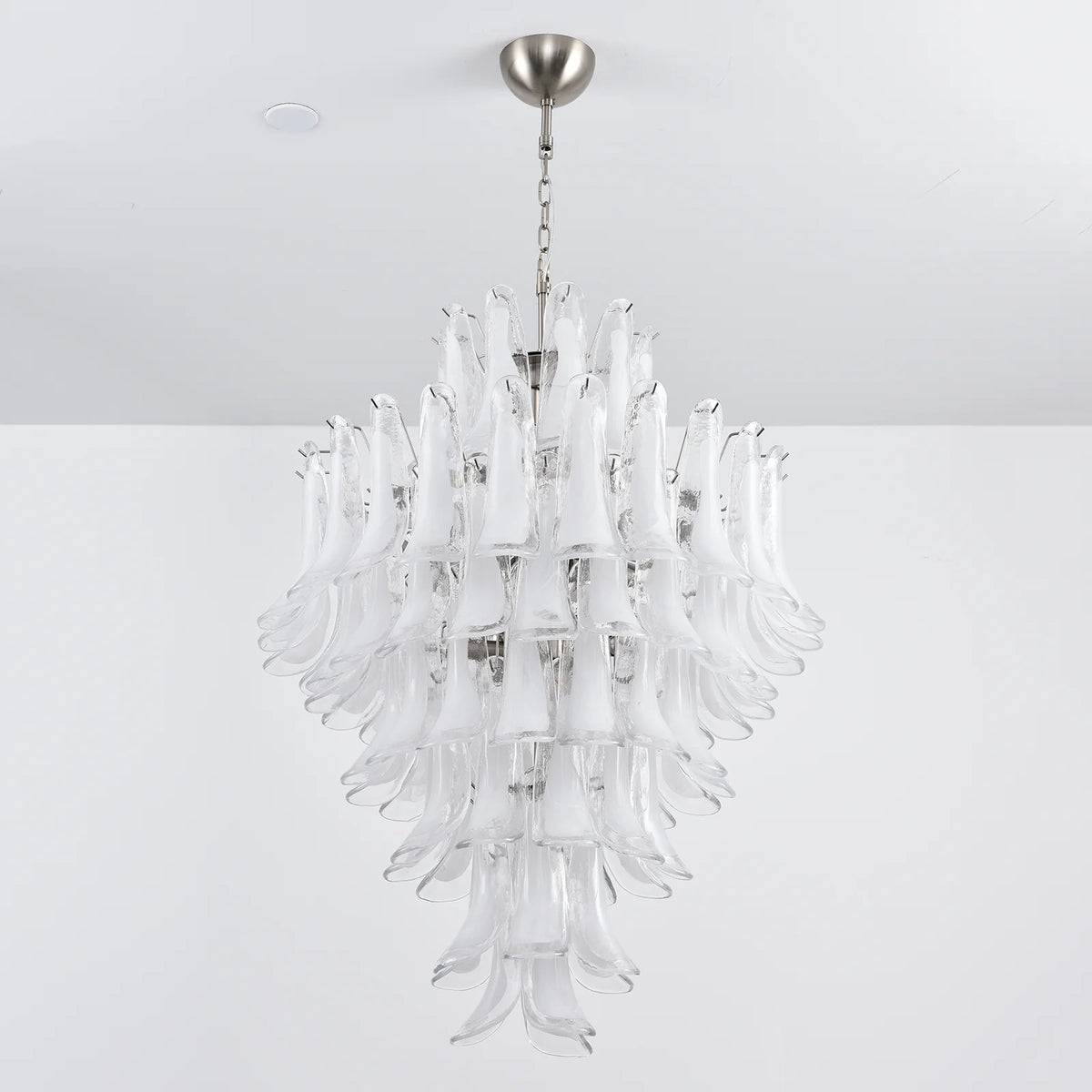 Stunning Murano White Glass Petals Chandelier