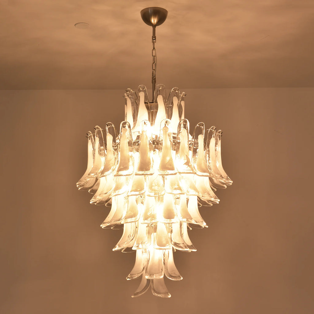 Stunning Murano White Glass Petals Chandelier