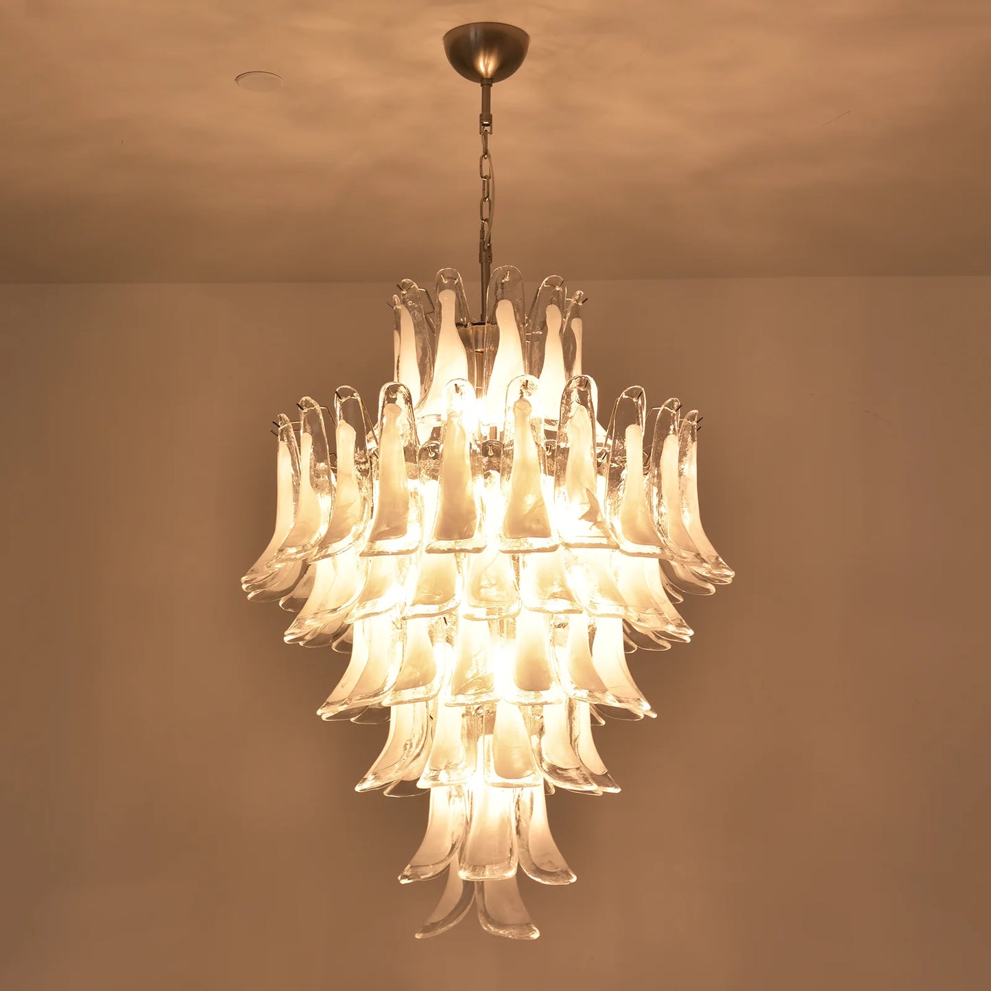 Stunning Murano White Glass Petals Chandelier