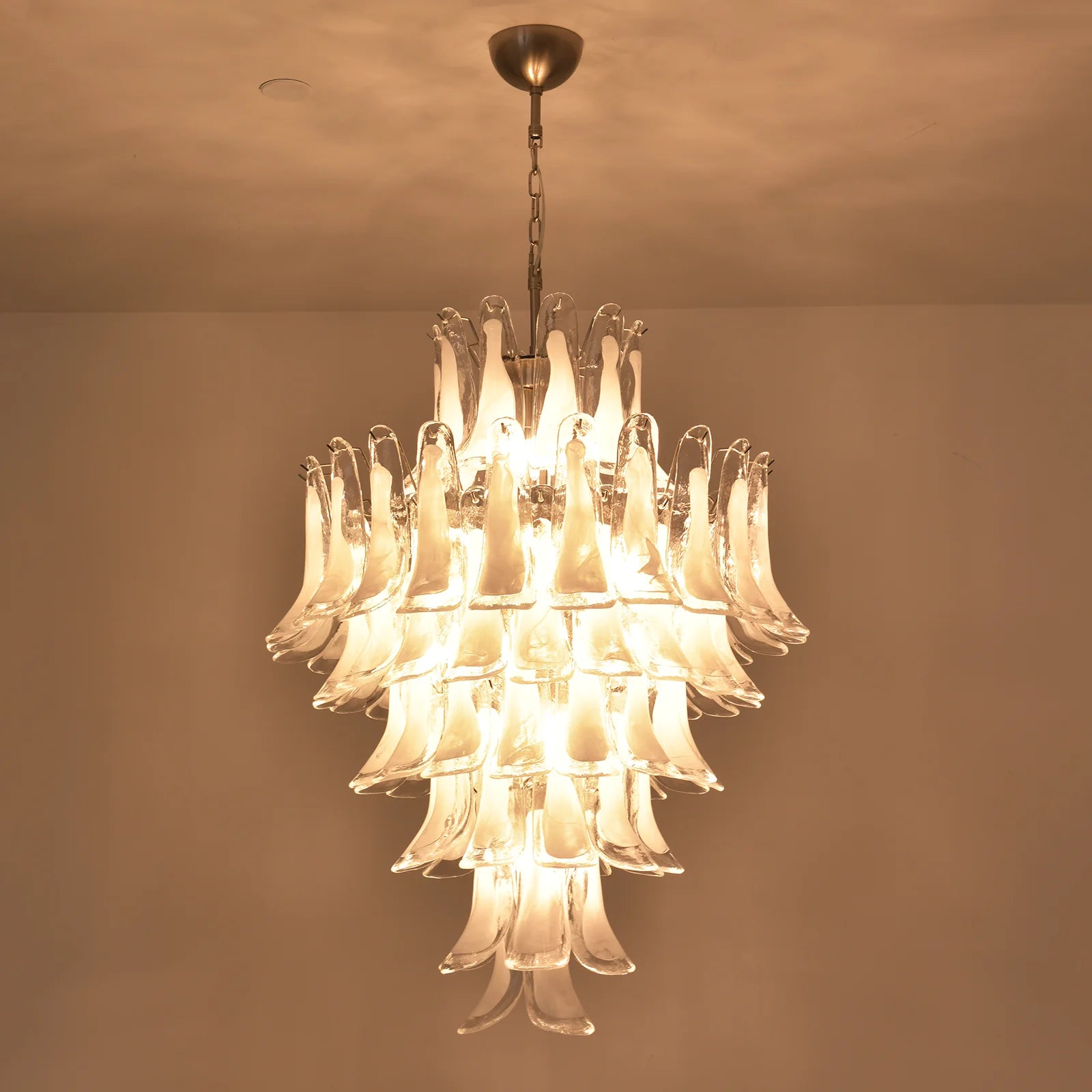 Stunning Murano White Glass Petals Chandelier
