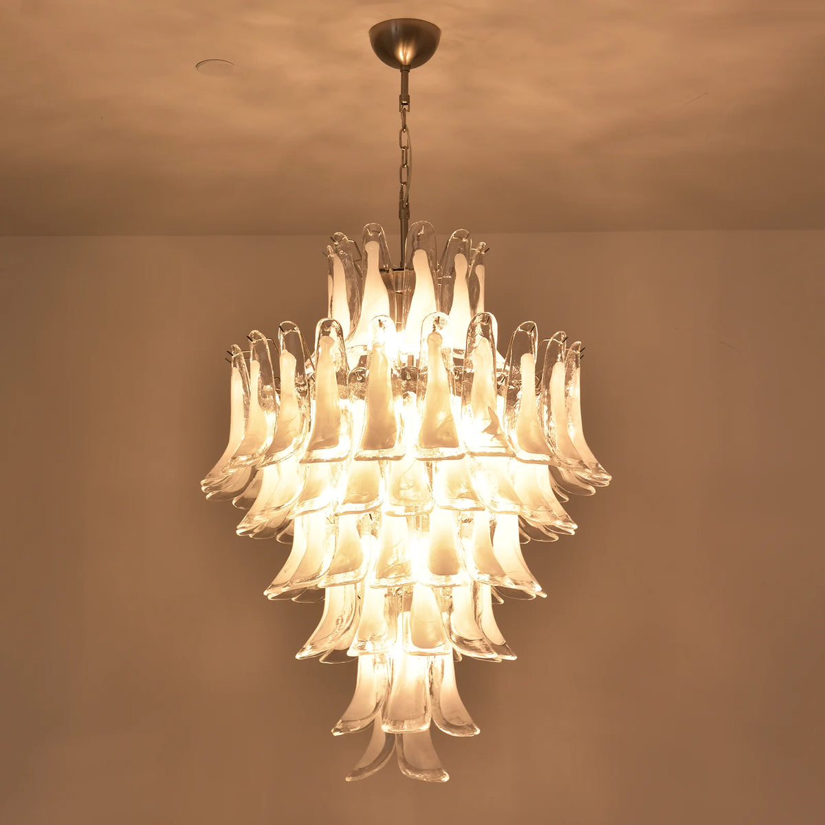 Stunning Murano White Glass Petals Chandelier
