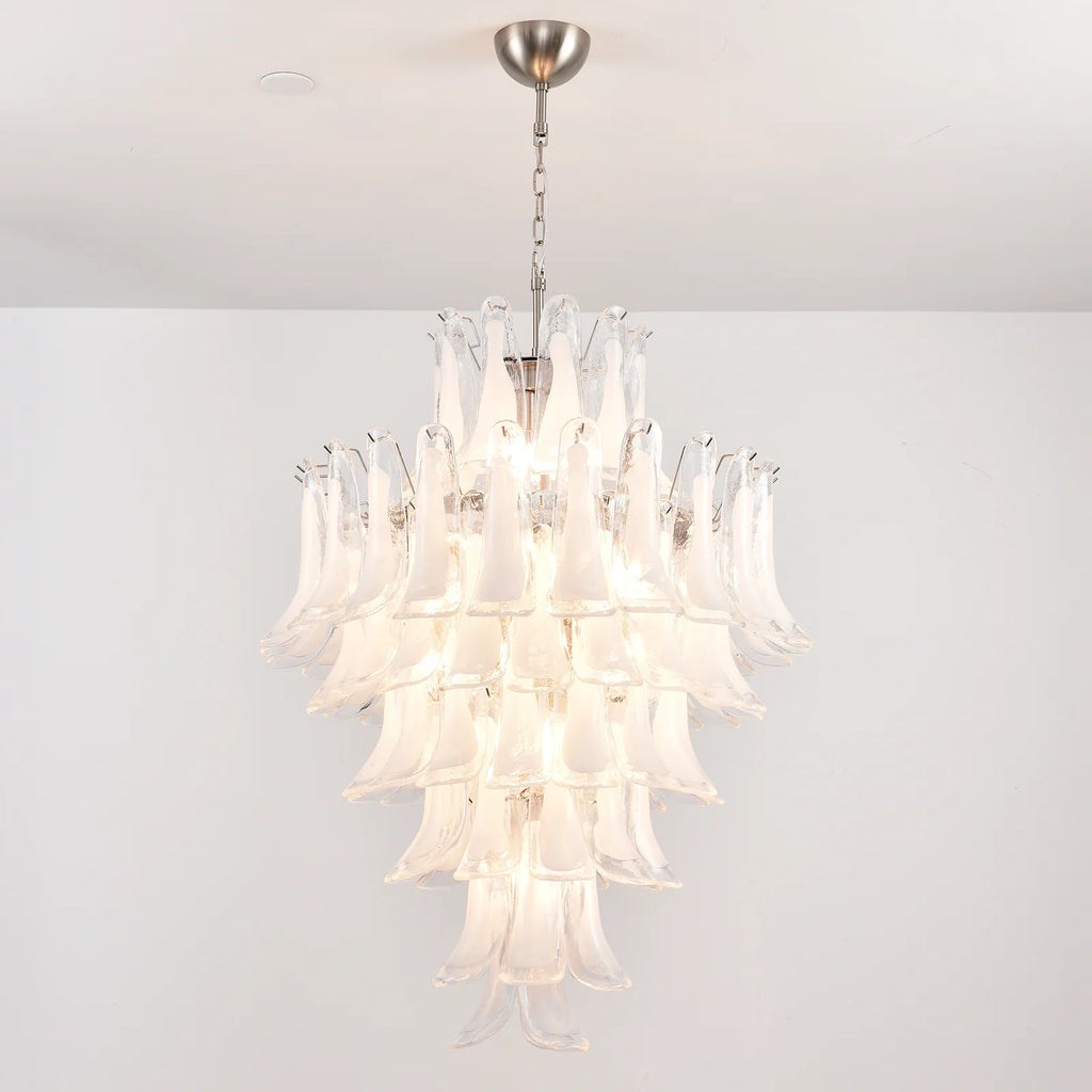 Stunning Murano White Glass Petals Chandelier