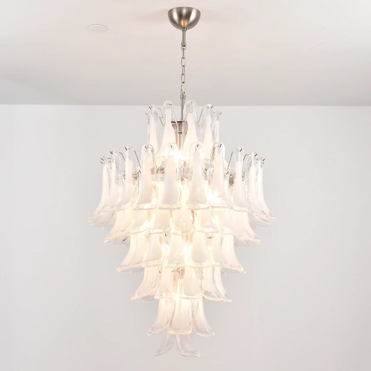 Stunning Murano White Glass Petals Chandelier