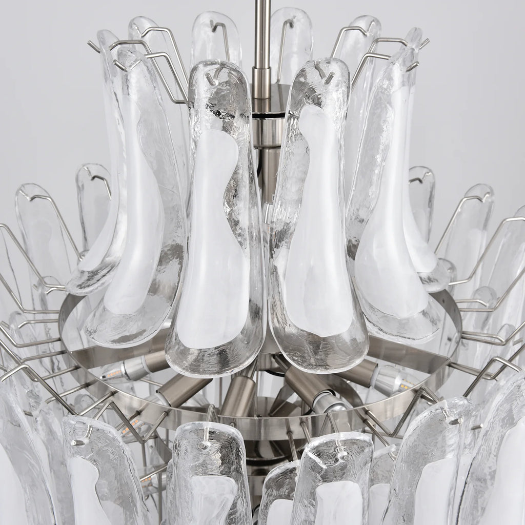 Stunning Murano White Glass Petals Chandelier