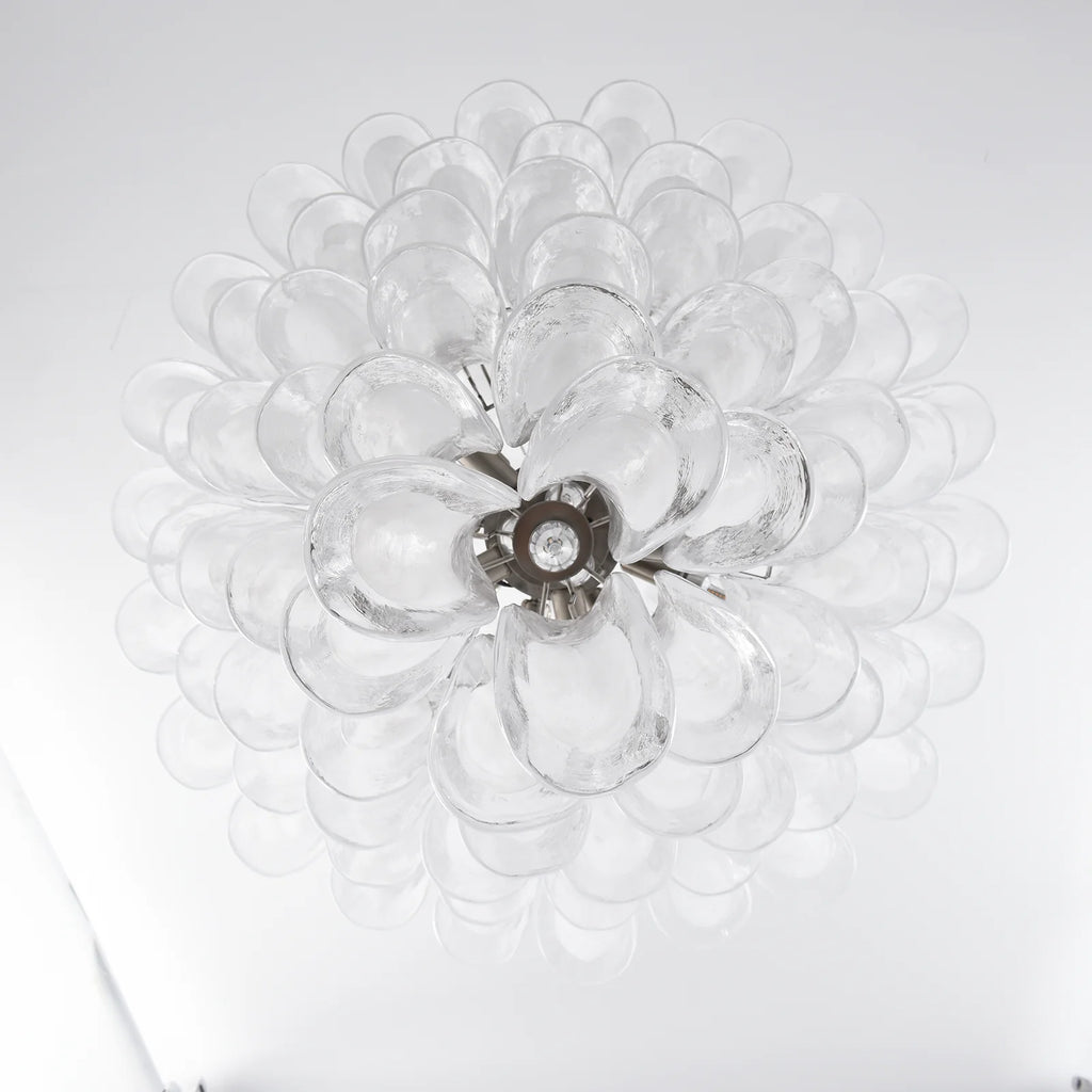 Stunning Murano White Glass Petals Chandelier