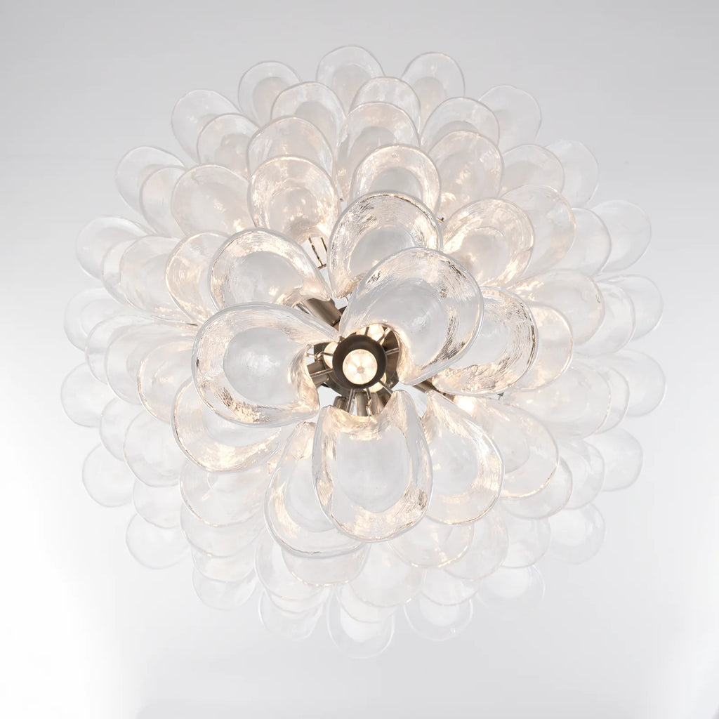 Stunning Murano White Glass Petals Chandelier