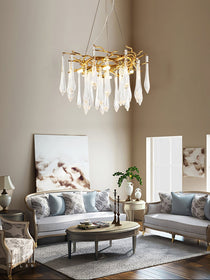 Simsia Teardrop Round Crystal Chandelier 23.6" 33.5" 41.3" 49"D