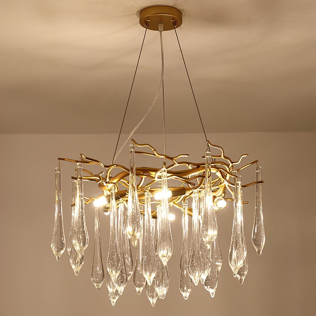 Simsia Teardrop Round Crystal Chandelier 23.6" 33.5" 41.3" 49"D