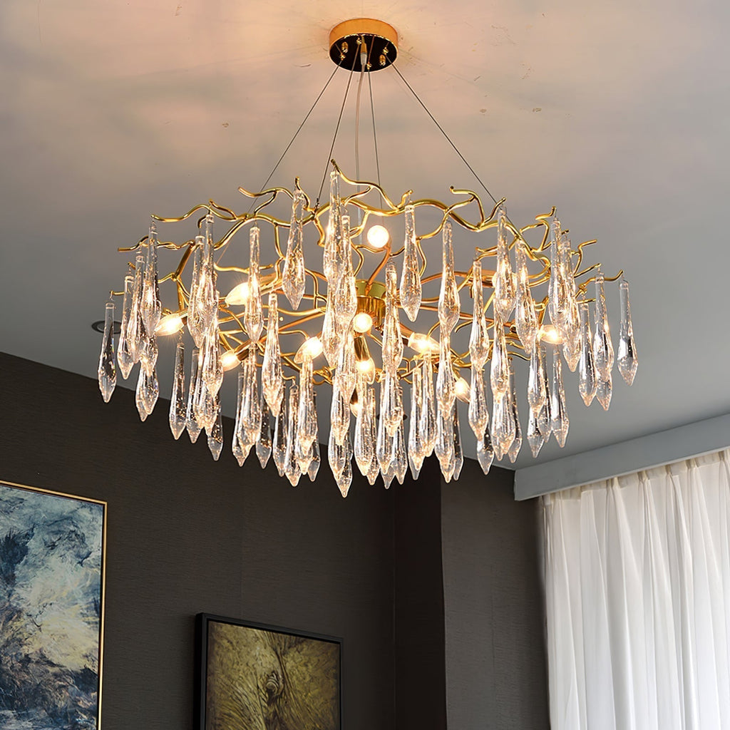 Simsia Teardrop Round Crystal Chandelier 23.6" 33.5" 41.3" 49"D