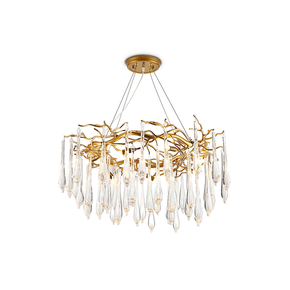 Simsia Teardrop Round Crystal Chandelier 23.6" 33.5" 41.3" 49"D