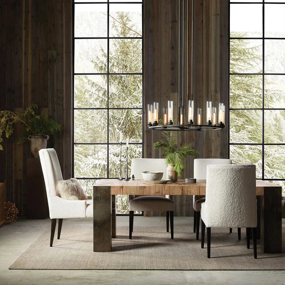 Tellurian Oak Dining Table Rectangular Handcrafted Rustic Industrial Dining Furniture
