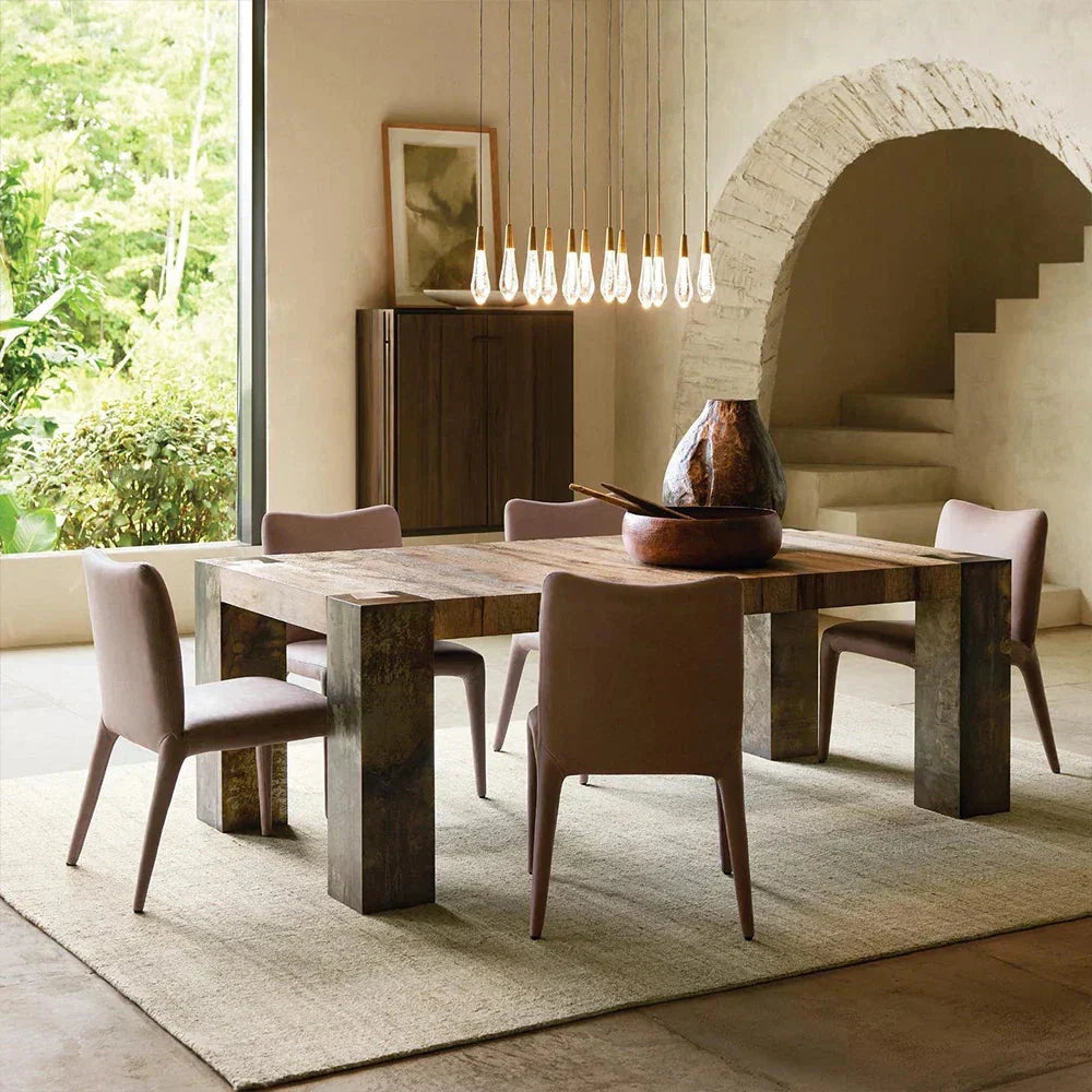 Tellurian Oak Dining Table Rectangular Handcrafted Rustic Industrial Dining Furniture