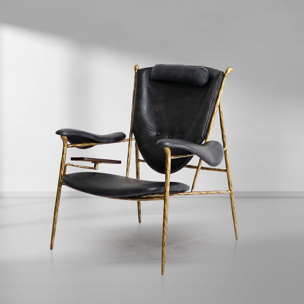 Thaddies Enamel Wooden Plate Leather Armchair-Vancei