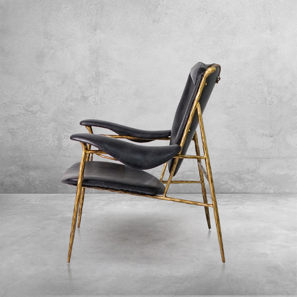 Thaddies Enamel Wooden Plate Leather Armchair-Vancei