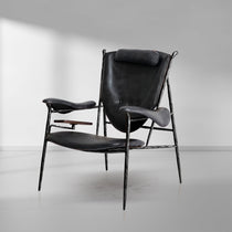 Thaddies Enamel Wooden Plate Leather Armchair-Vancei