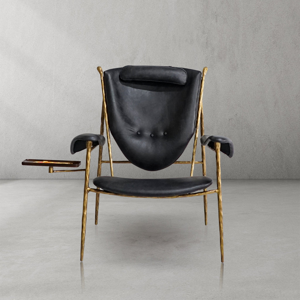 Thaddies Enamel Wooden Plate Leather Armchair-Vancei