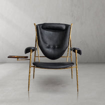 Thaddies Enamel Wooden Plate Leather Armchair-Vancei