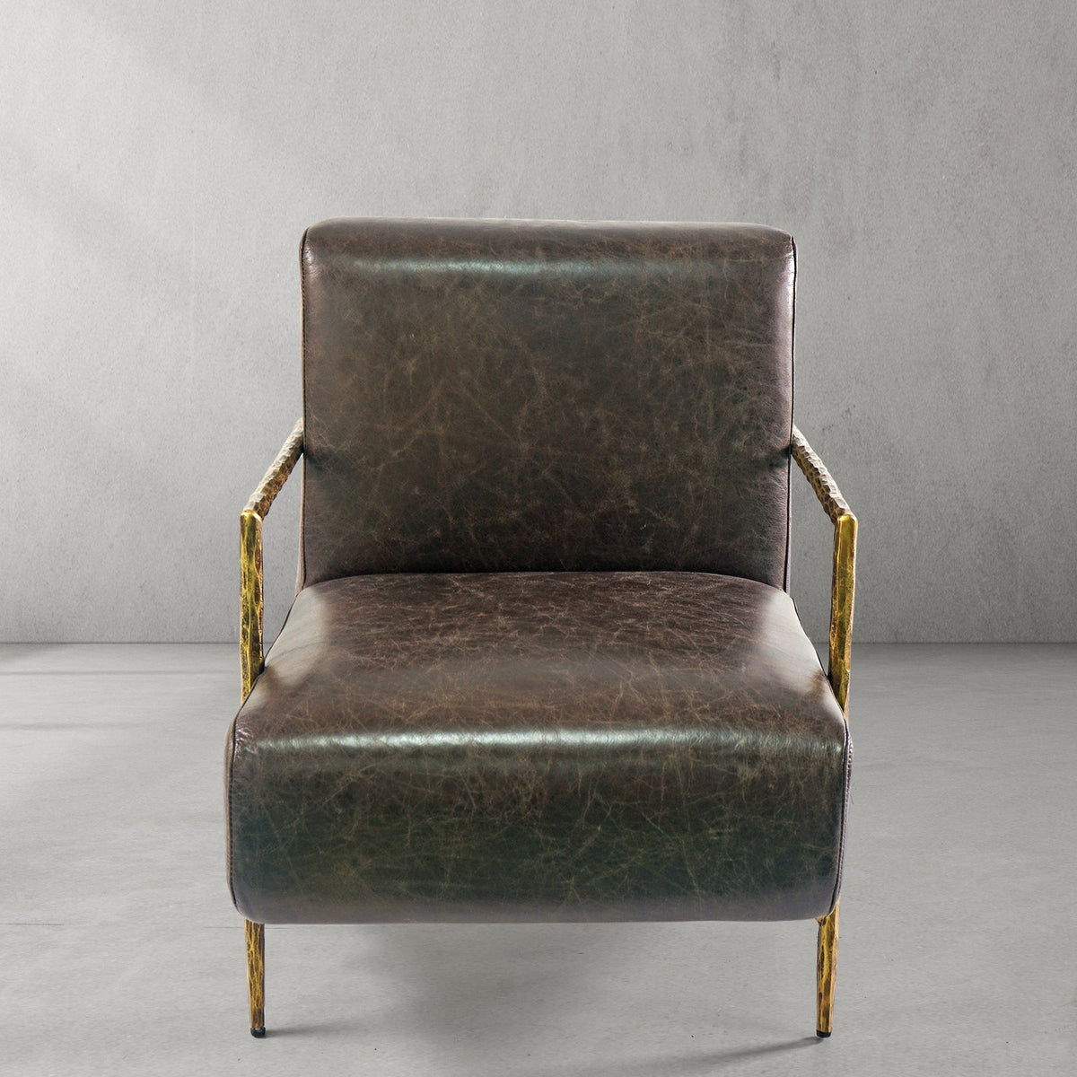 Thaddies Genuine Brown Leather Accent Chair-Vancei