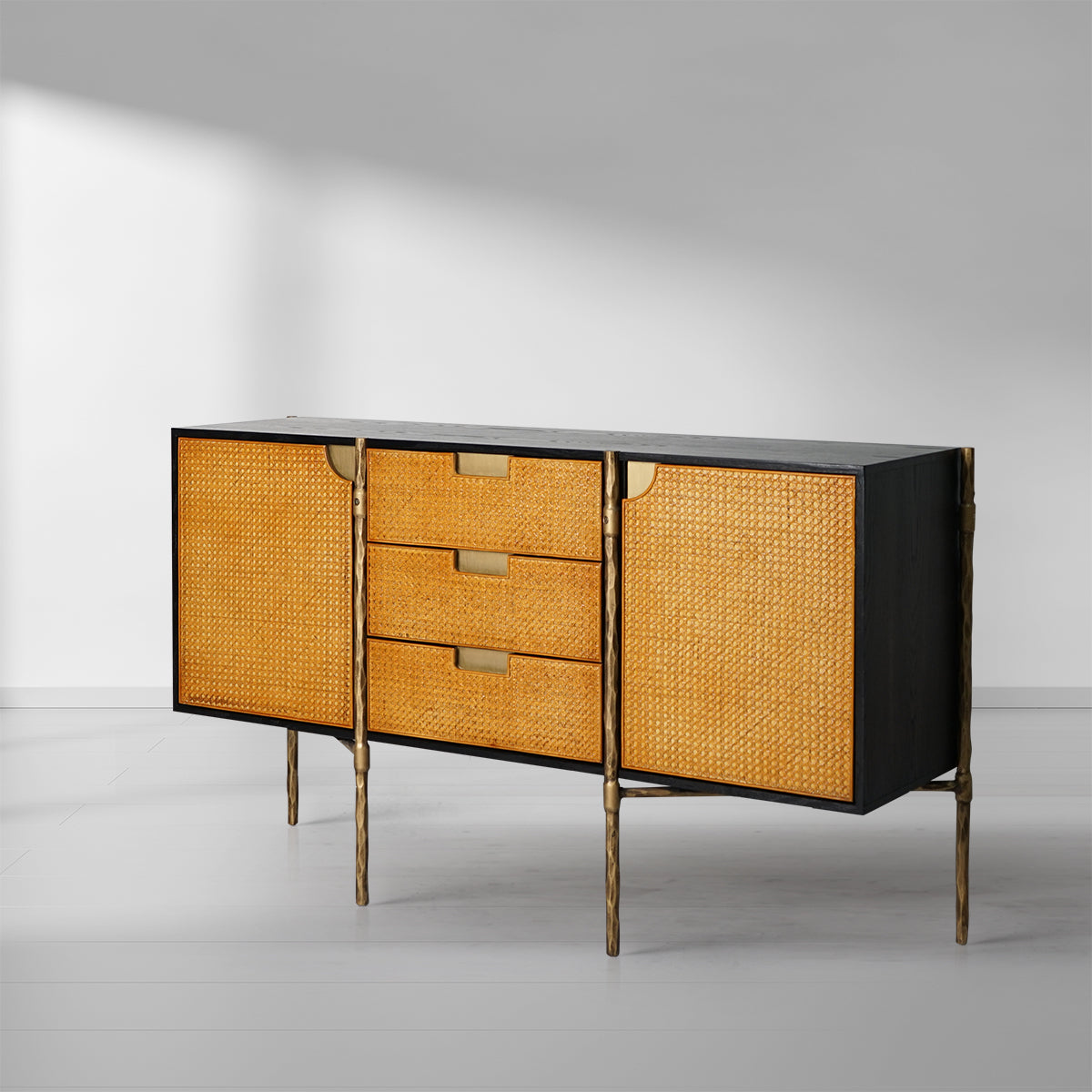 Thaddies Metal Frame Rattan Side Cabinet-Vancei Main image