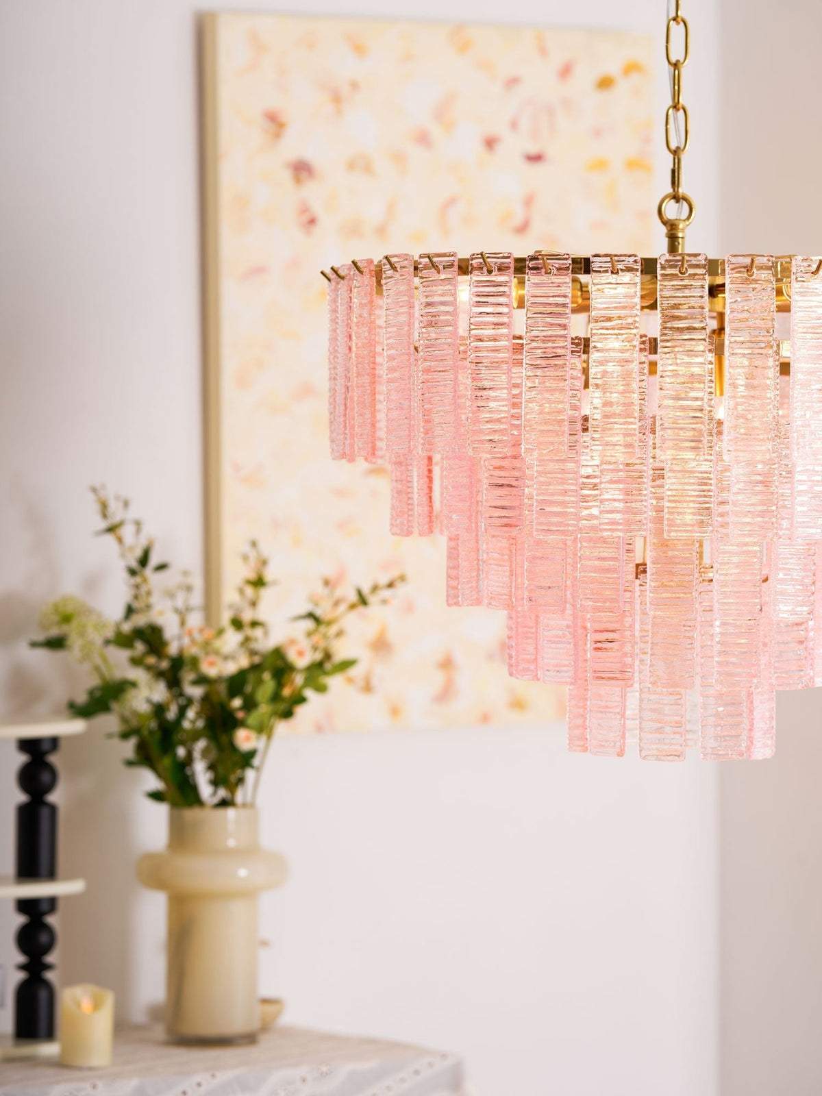 Opalora Pink Murano Glass Chandelier