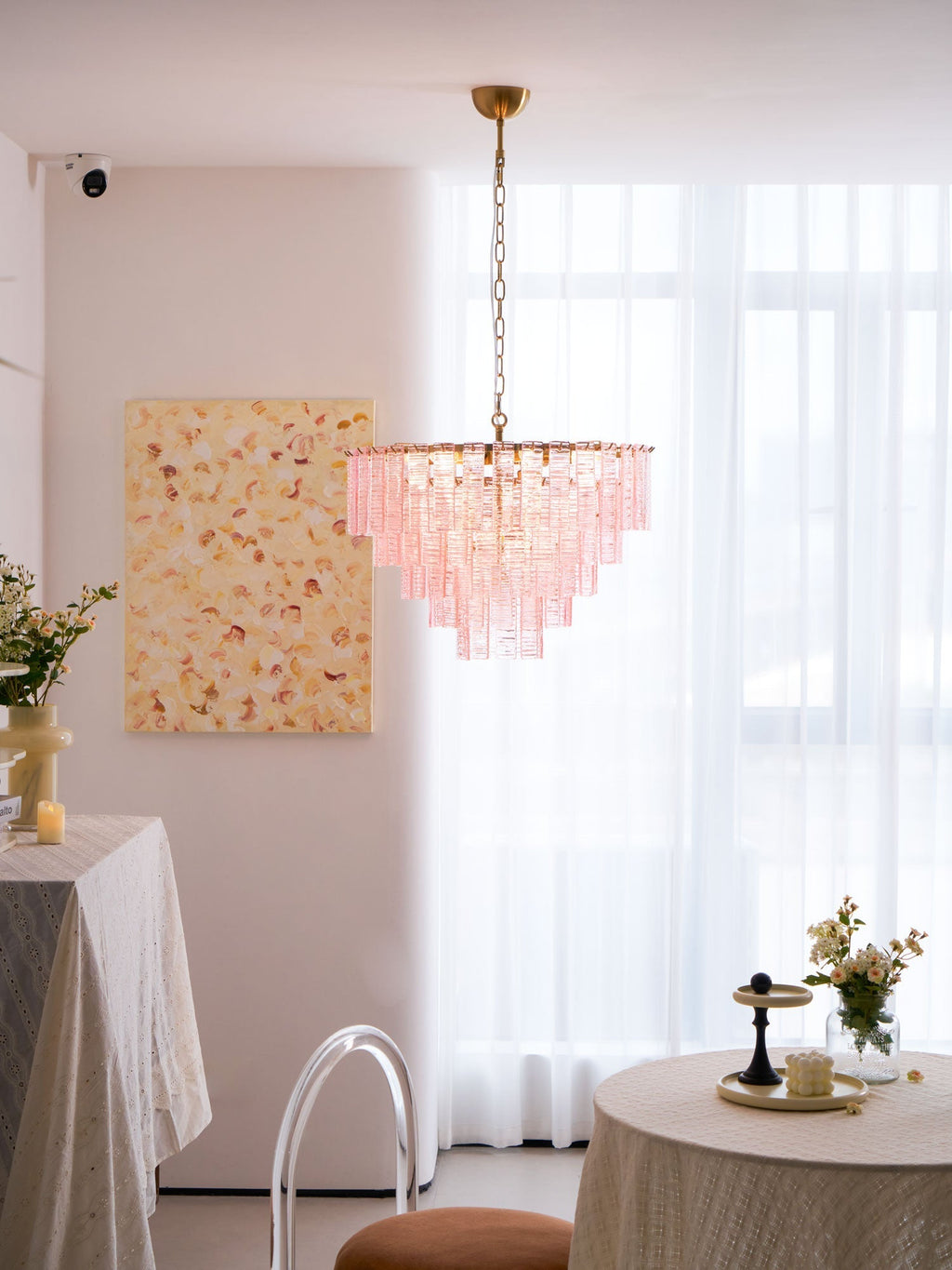 Opalora Pink Murano Glass Chandelier