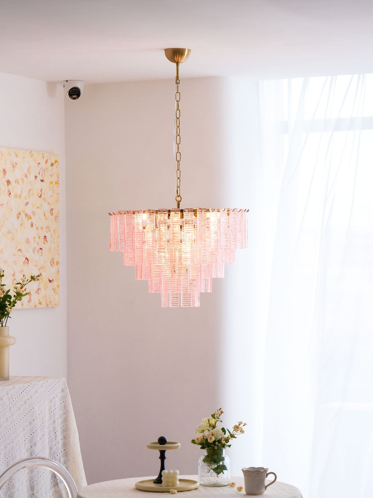 Opalora Pink Murano Glass Chandelier
