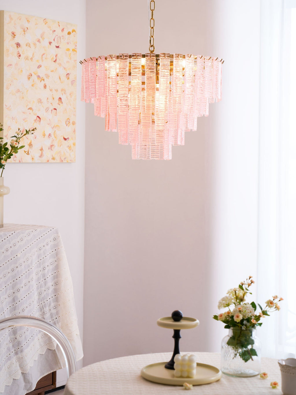 Opalora Pink Murano Glass Chandelier