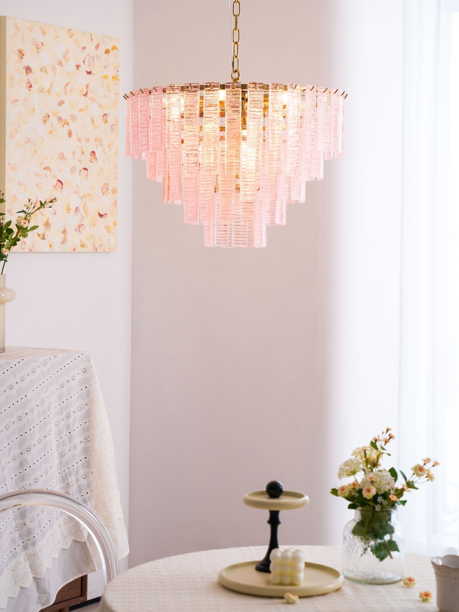 Opalora Pink Murano Glass Chandelier