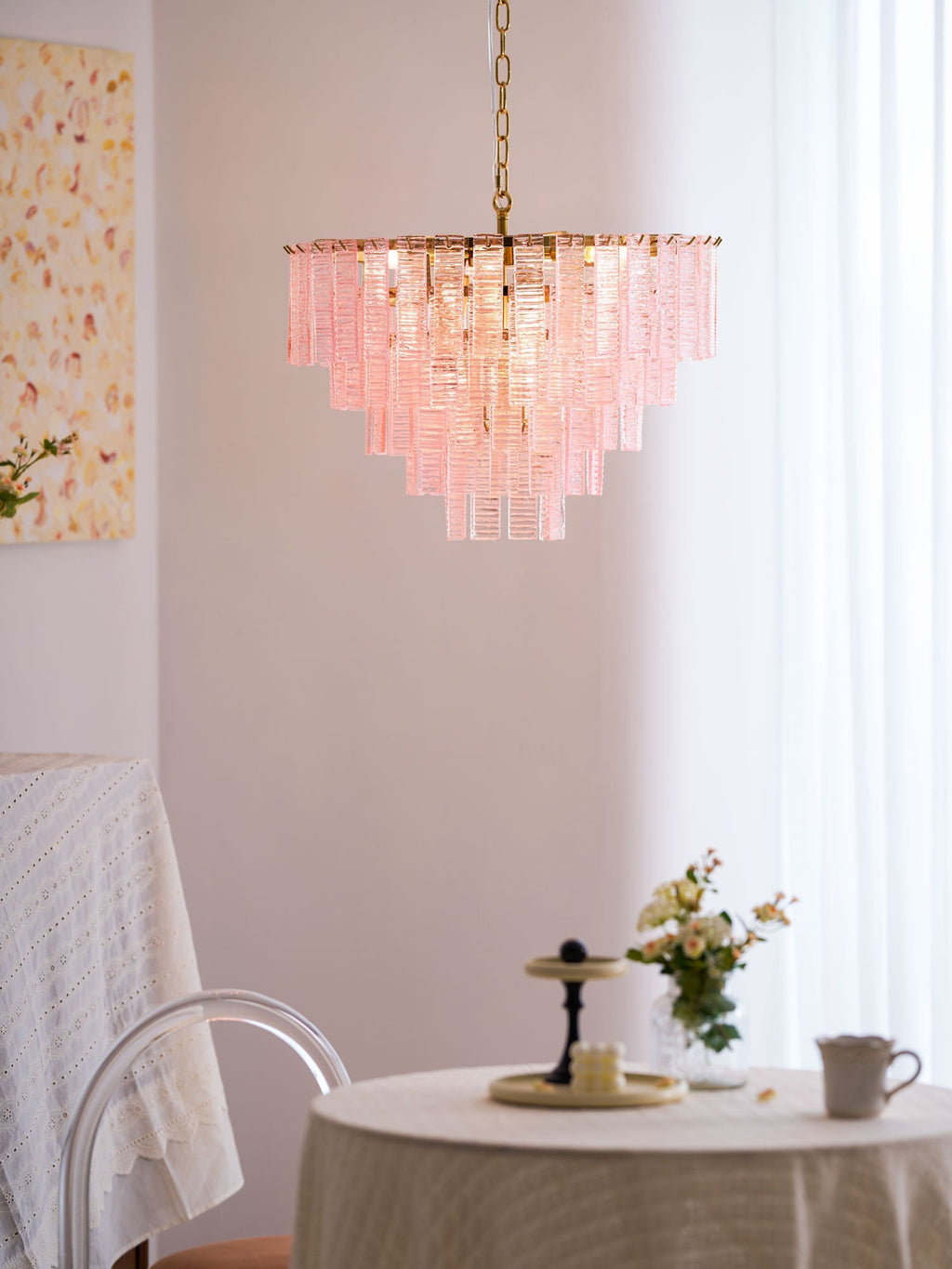 Opalora Pink Murano Glass Chandelier