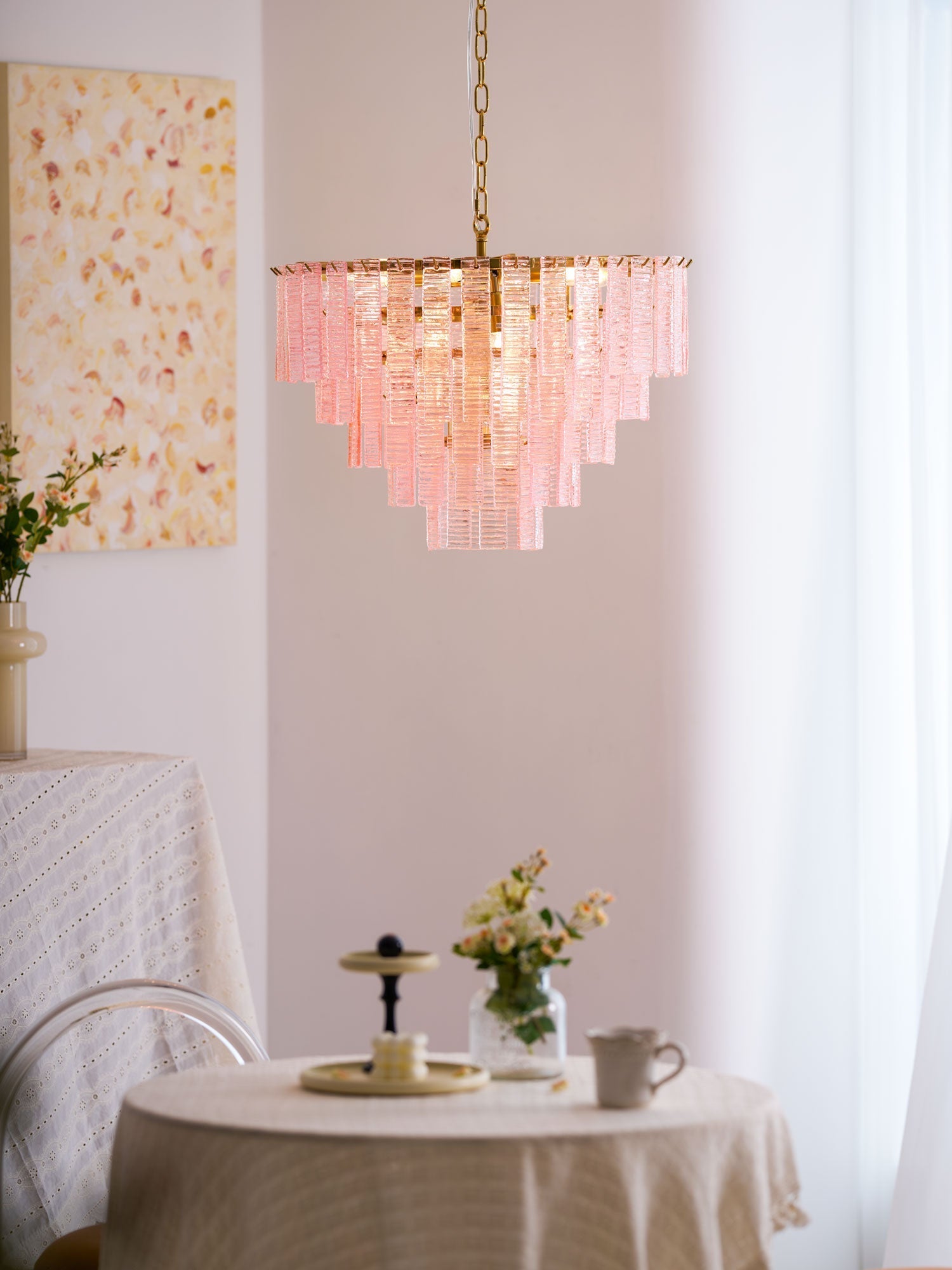 Opalora Pink Murano Glass Chandelier