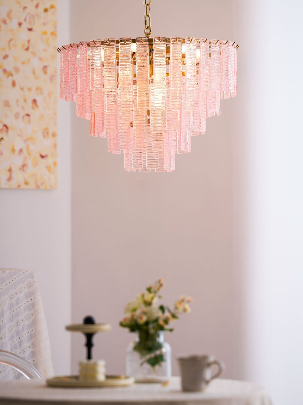 Opalora Pink Murano Glass Chandelier