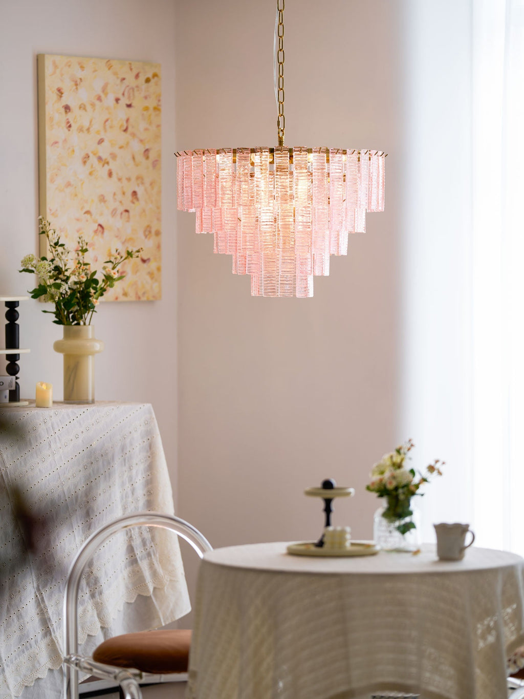 Opalora Pink Murano Glass Chandelier